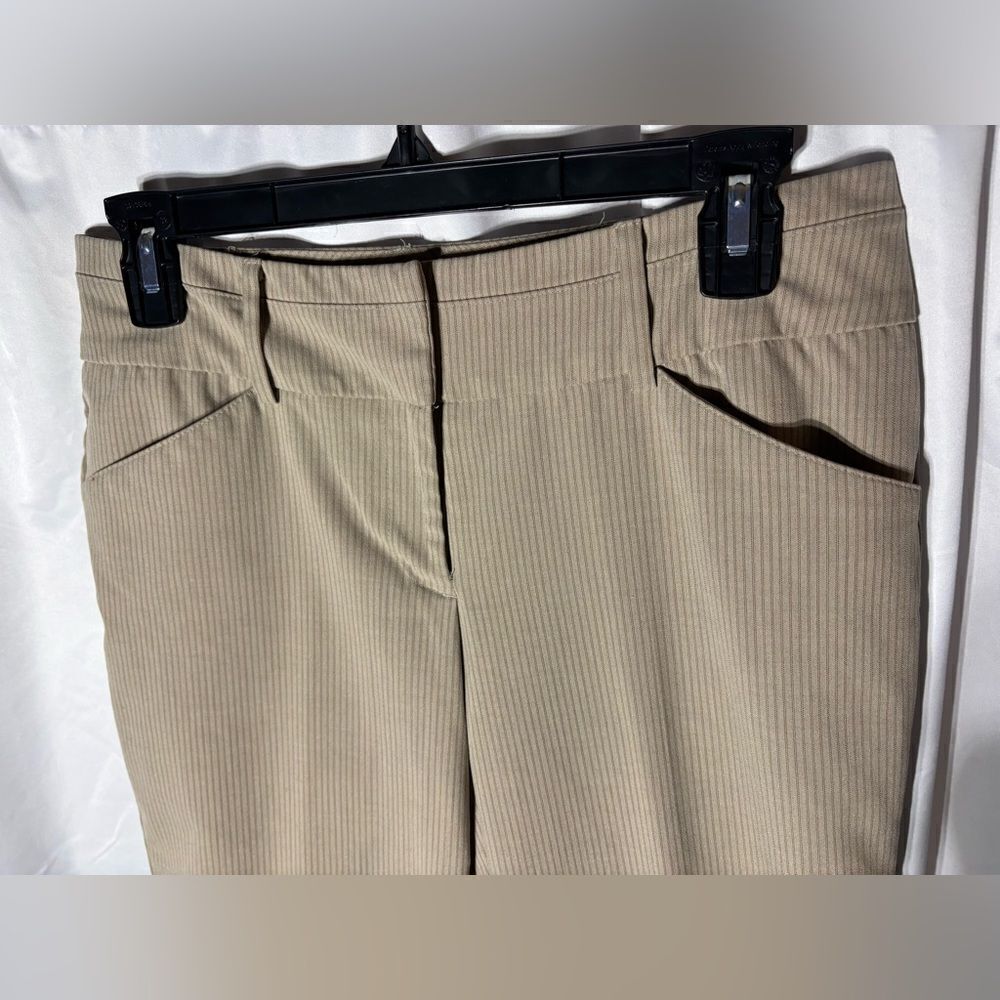 Tan Pinstripe Trousers New York & Co 7th Ave Suiting Collection Wide EPC Size 4